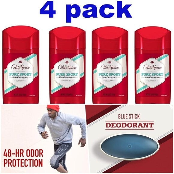 Old Spice 4pack High Endurance Pure Sport Stick Deodorant 12 Ounce - Picture 1 of 9